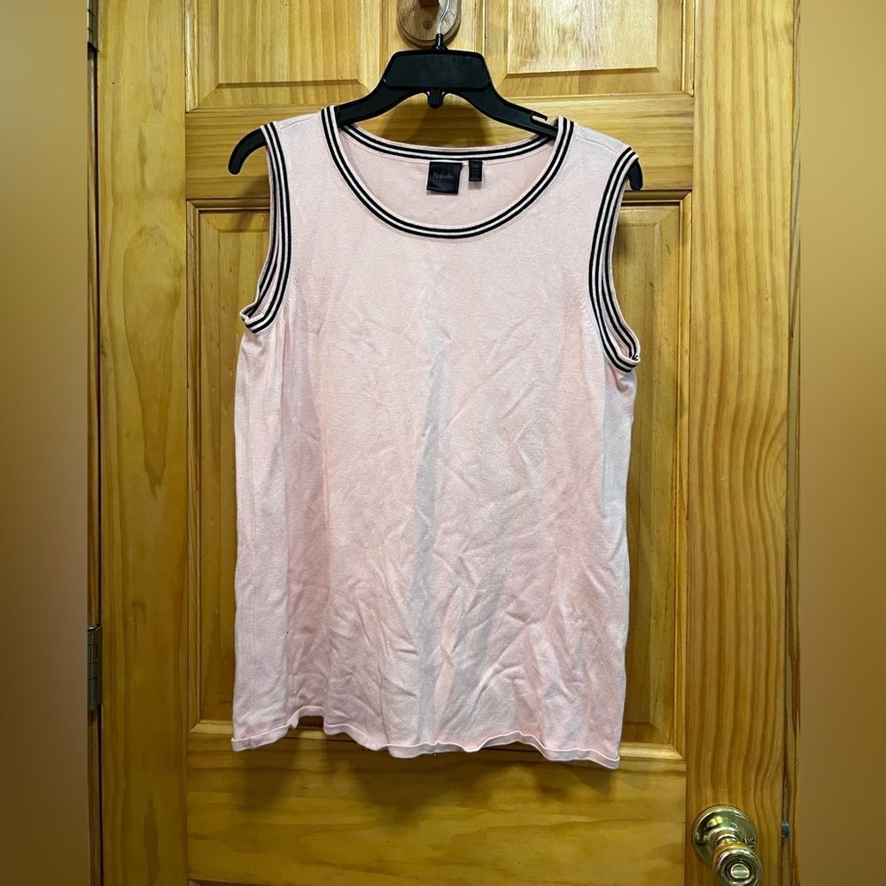 Rafaella blush pink with black tank sweater size L